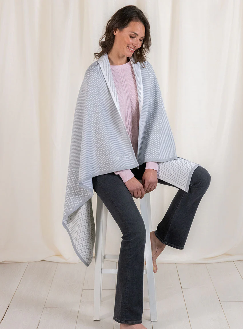 Plaid jacquard en laine mérinos gris
