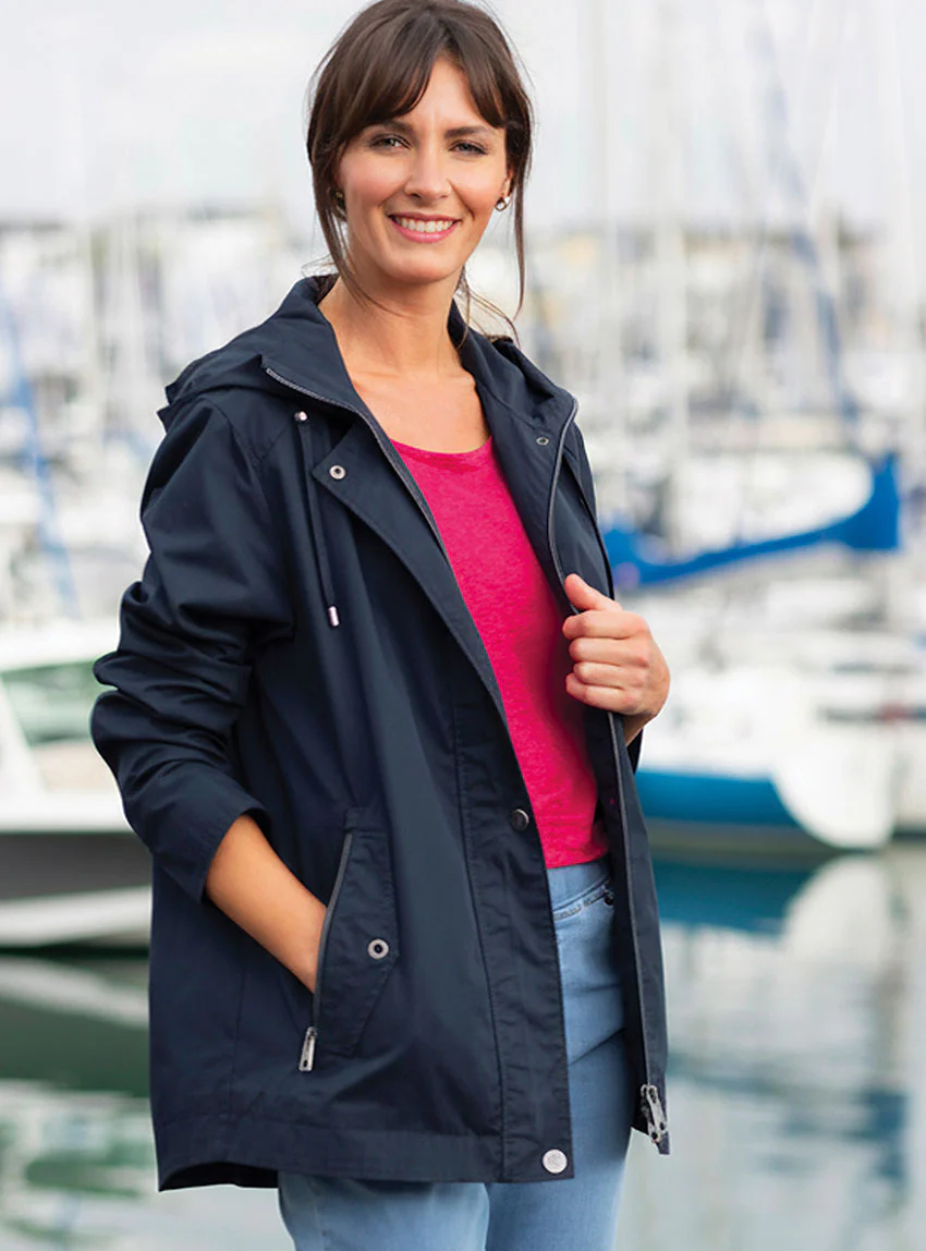 Parka femme à capuche bleu marine