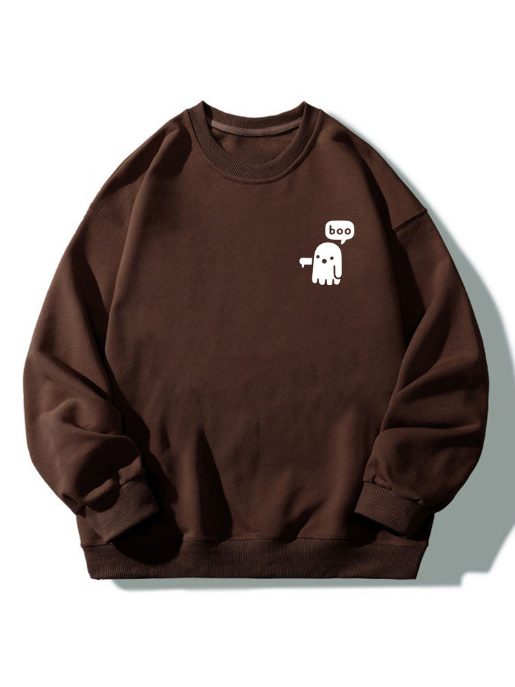 Halloween Ghost Print Relaxed Sweatshirt