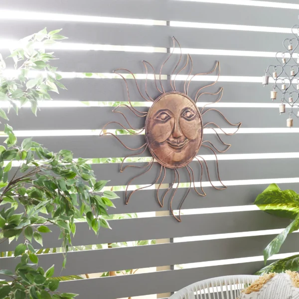 Metal Eclectic Celestial Sun Face Designed Wall Décor