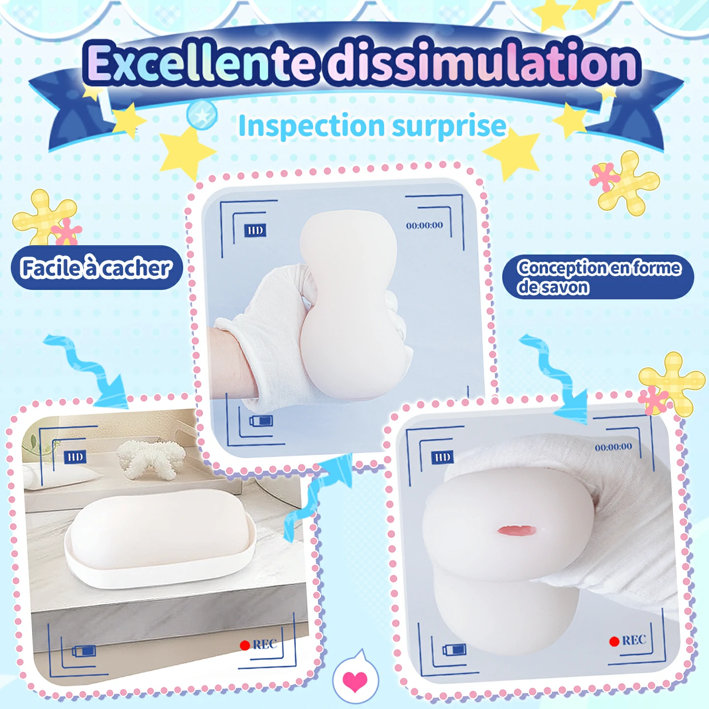 Masturbateur discret Star Bath adapté à la douche et facile à rincer