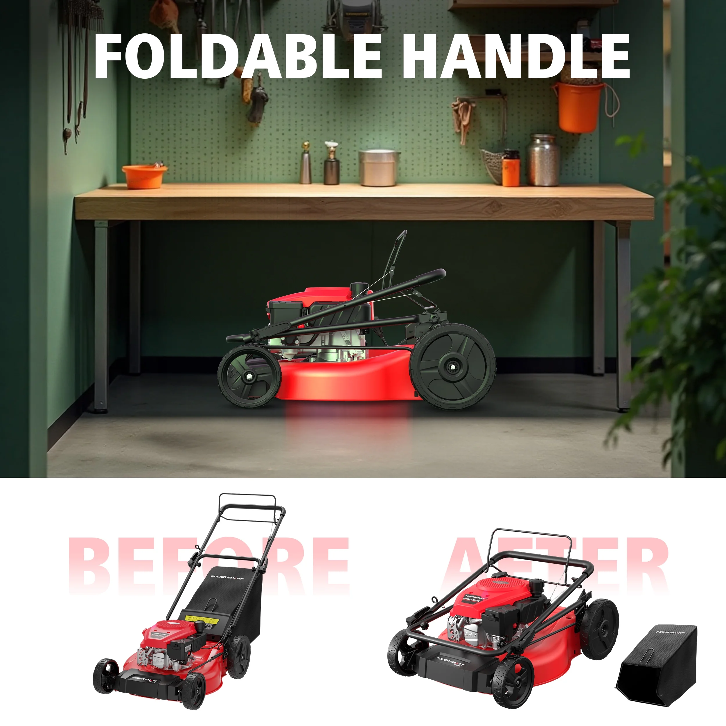 21" 170CC Self-Propelled Gas Lawn Mower, with 10" rear wheels(21 in) - Image 7