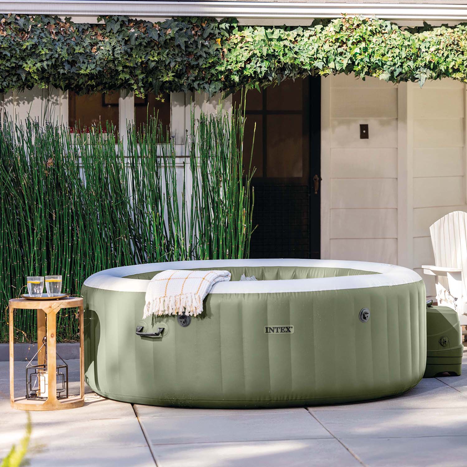 INTEX - Spa Idromassaggio PureSpa™ Bubble Massage 6 Posti Verde Oliva - altezza 71 cm diametro 216 cm