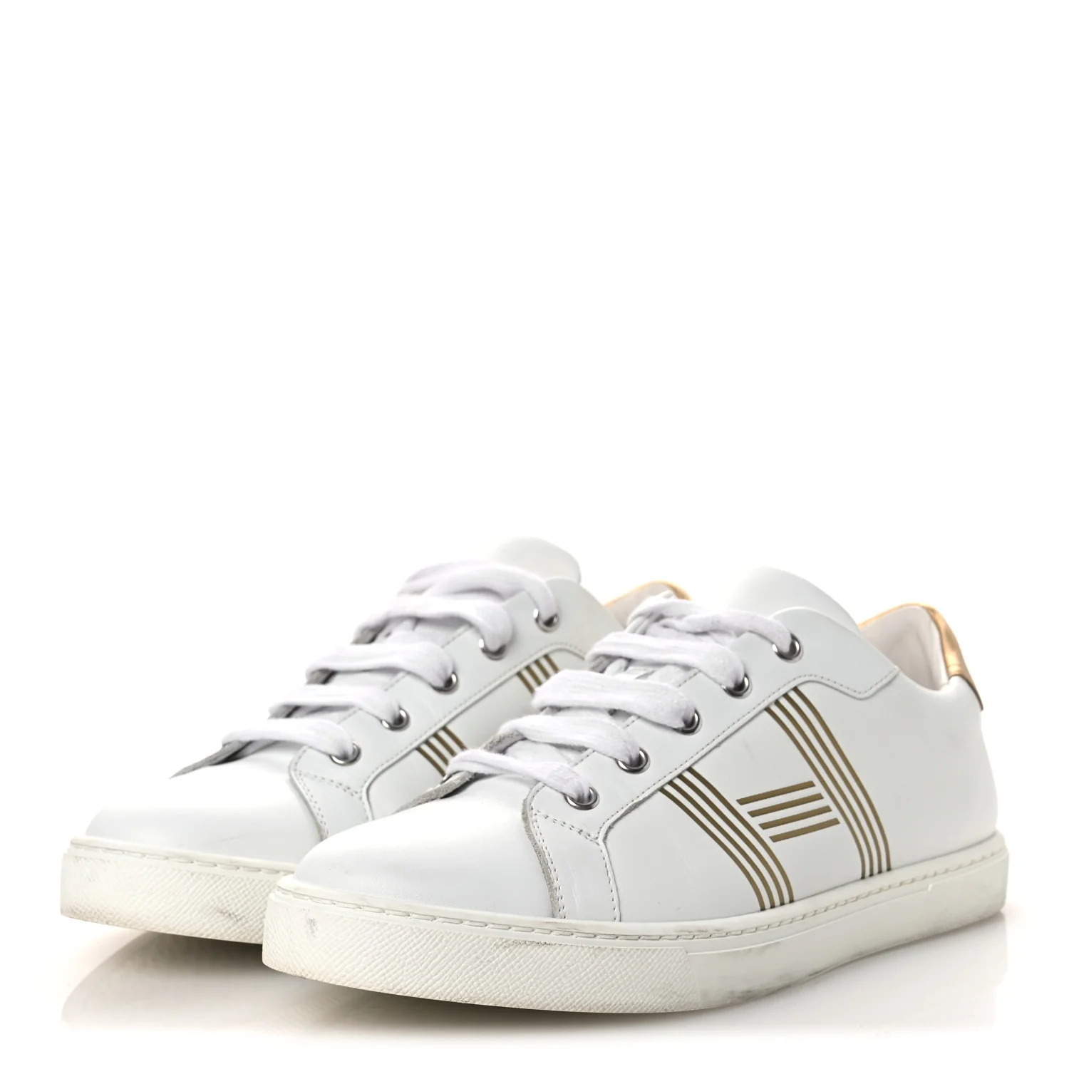 Metallic Calfskin Womens Advantage Sneakers 39.5 White Dore
