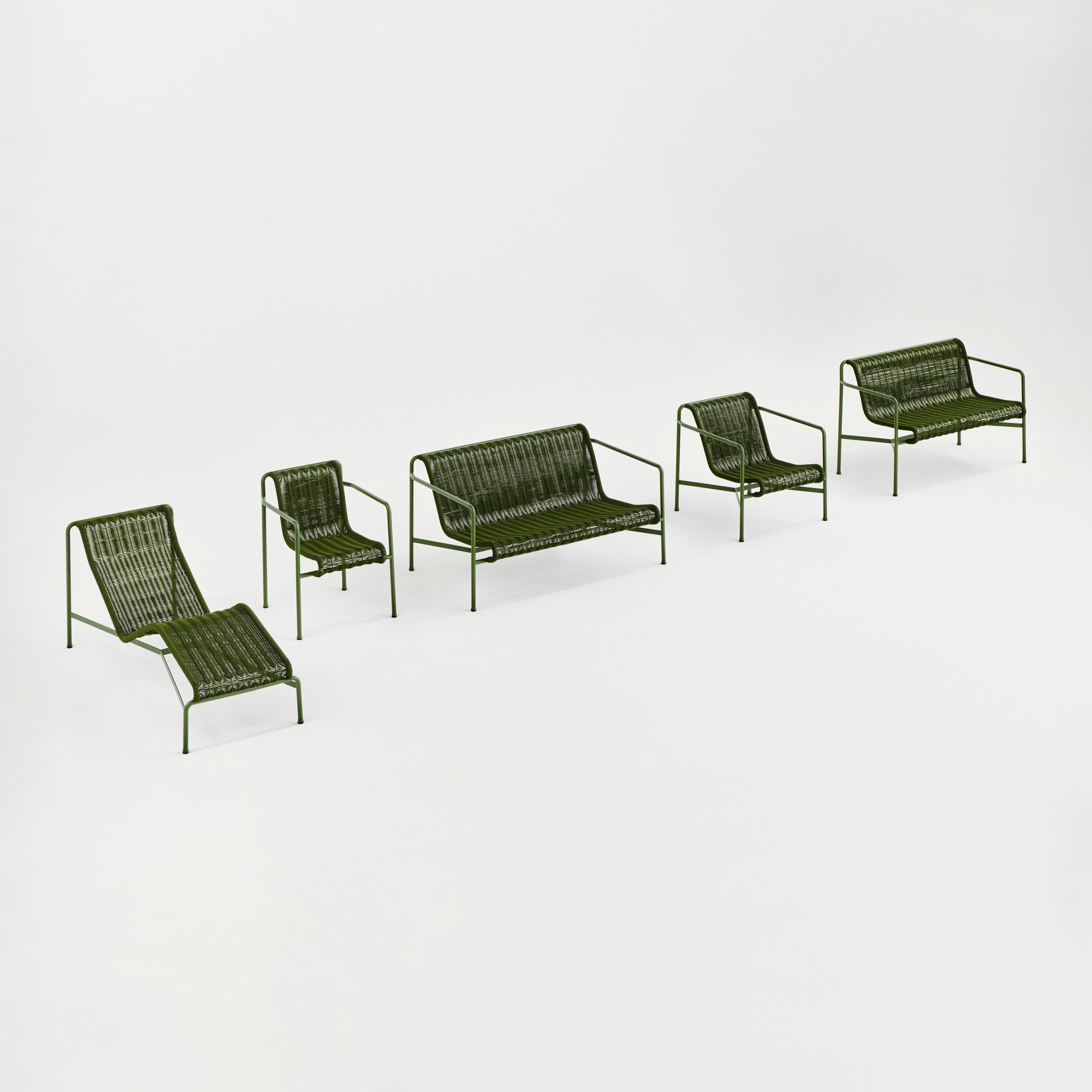HAY Palissade Cord Lounge Chair Low - Olijfgroen