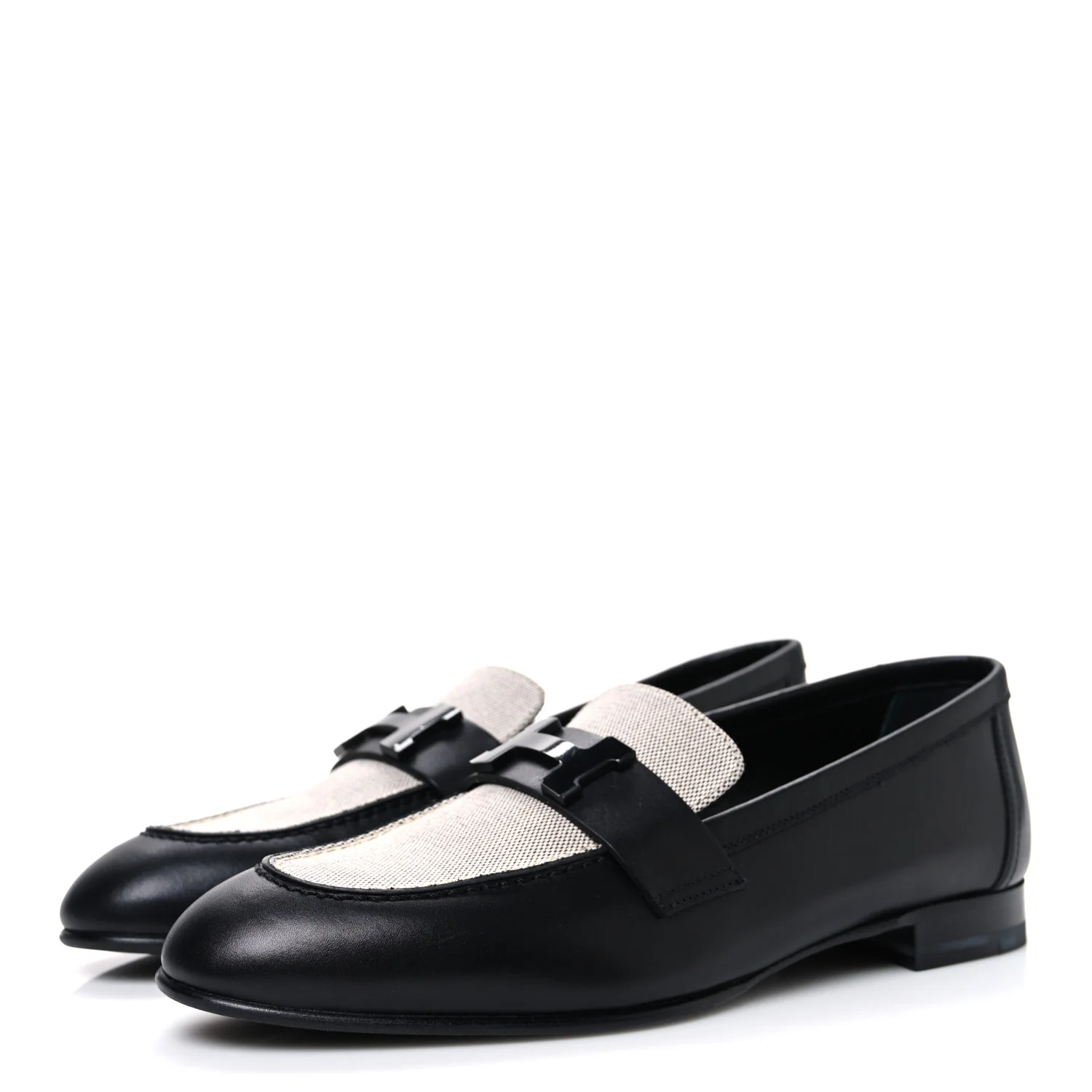 Toile De Coton Calfskin Womens Paris Loafers 37 Black Prunoir