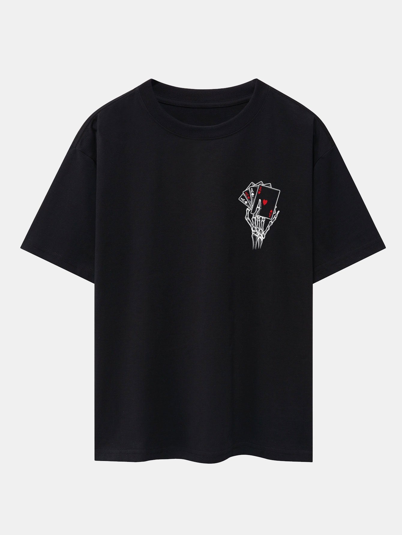 T-shirt oversize imprimé au dos avec un as de cœur et une tête de mort