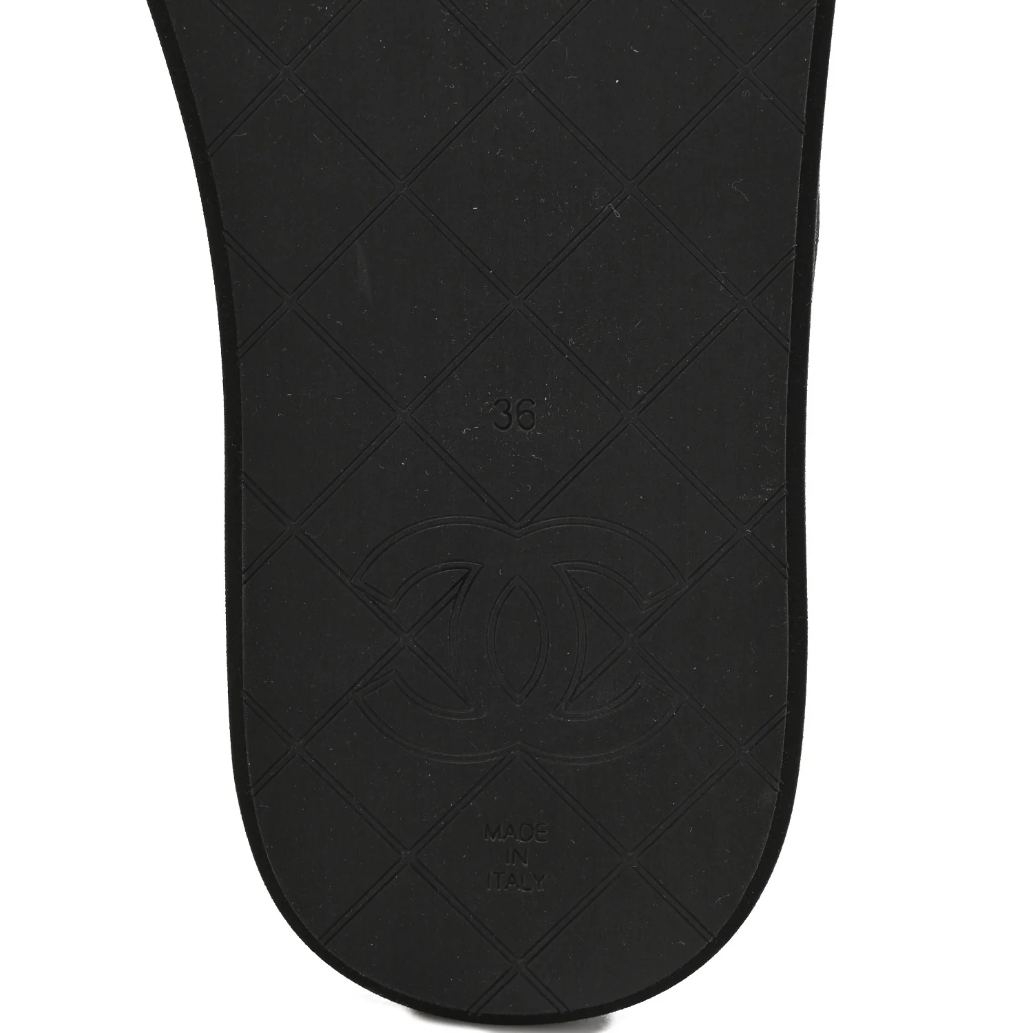 Lambskin Quilted Padded Charms Thong Sandals 36 Black