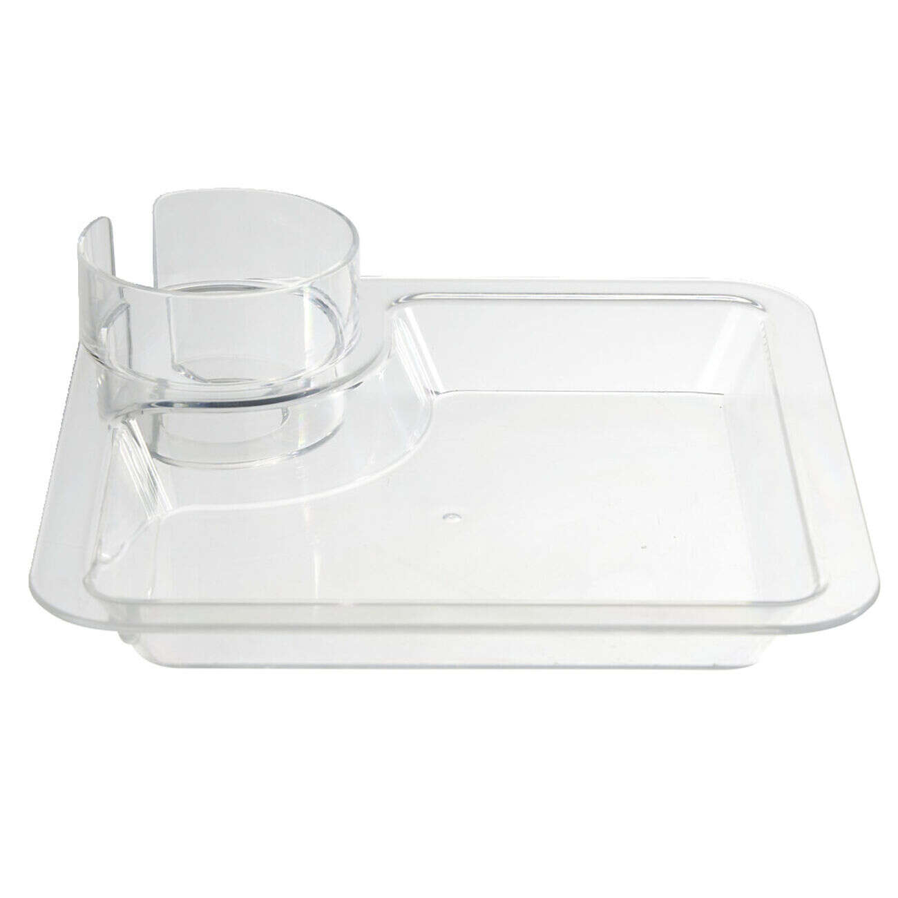 Plateau repas carré transparent avec compartiments 20x20cm