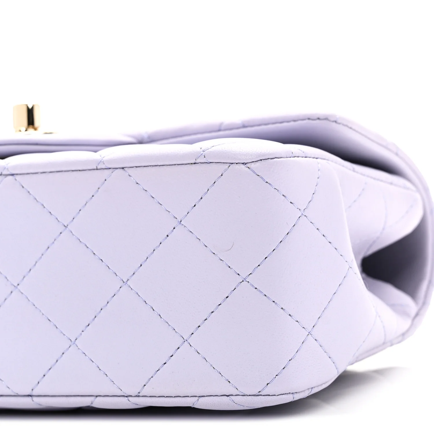 Lambskin Quilted Mini Top Handle Rectangular Flap Light Purple