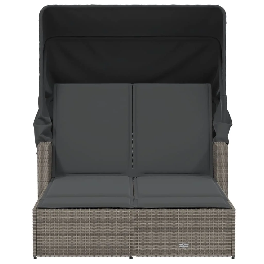 Powder Coated Steel Removable Canopy and Cushions Double Sun Lounger, Beige(1 pcs/Beige) - Image 6