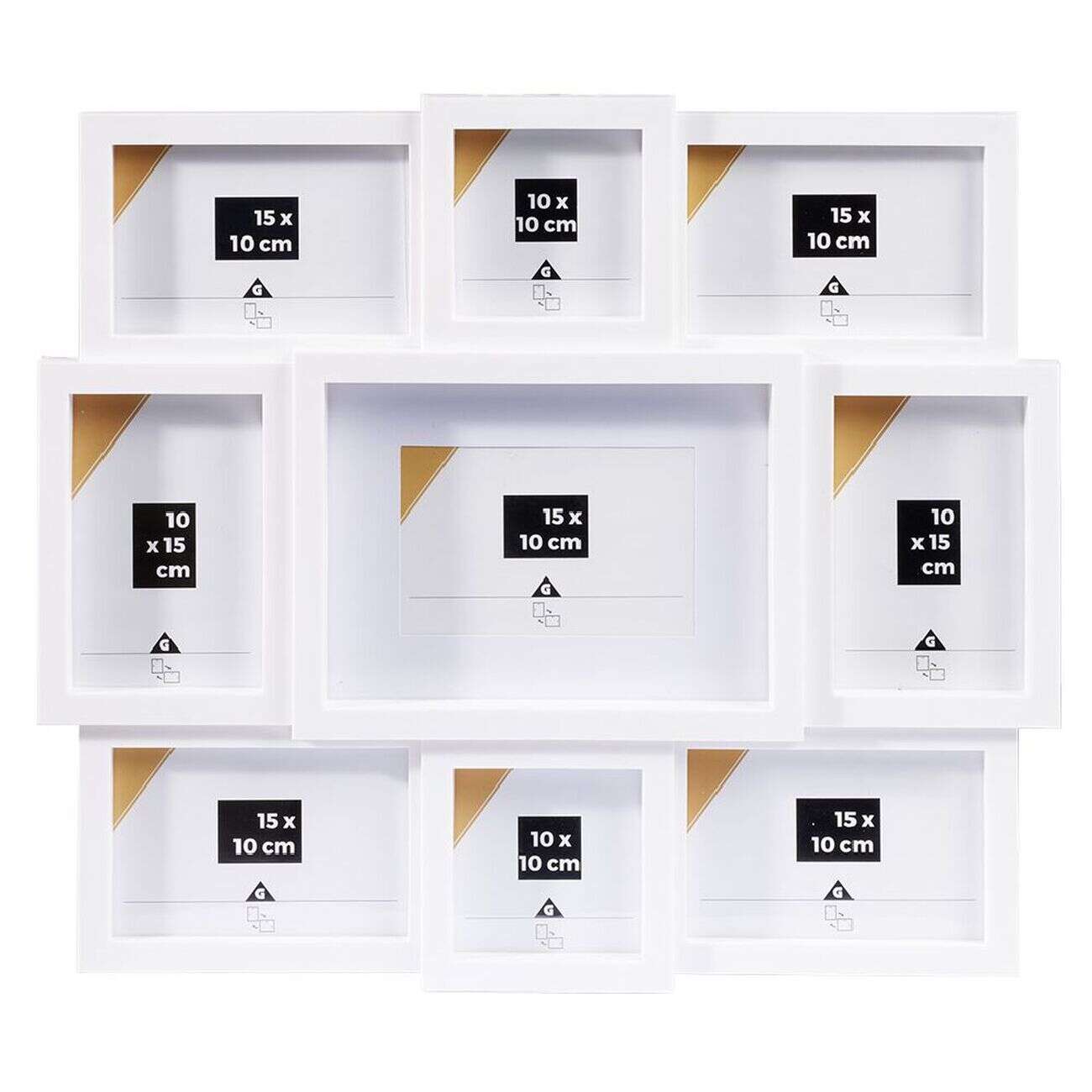 Pêle-mêle plastique blanc 42x48cm 7 vues 10x15cm et 2 vues 10x10cm