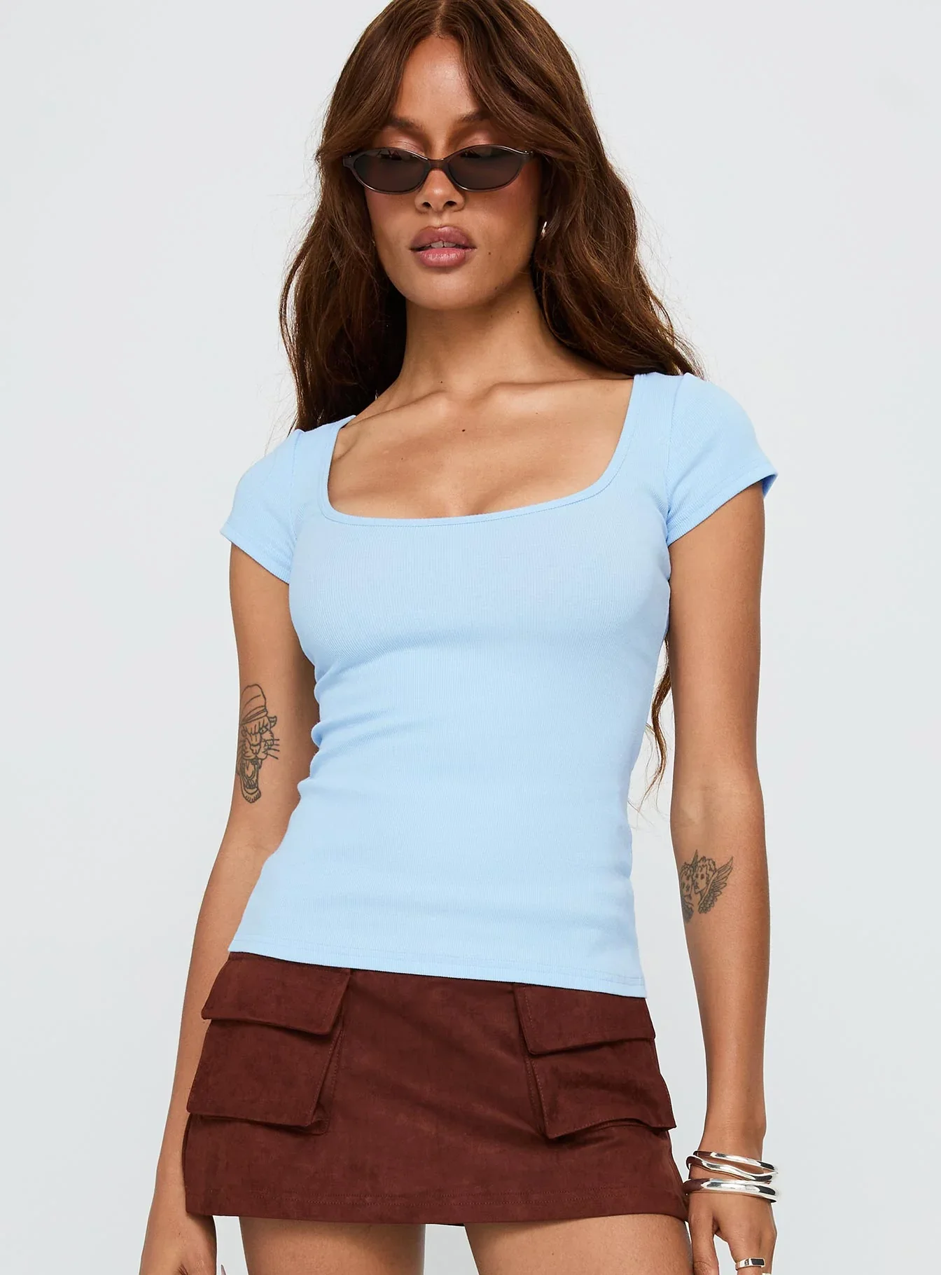 Baseline Scoop Tee Light Blue