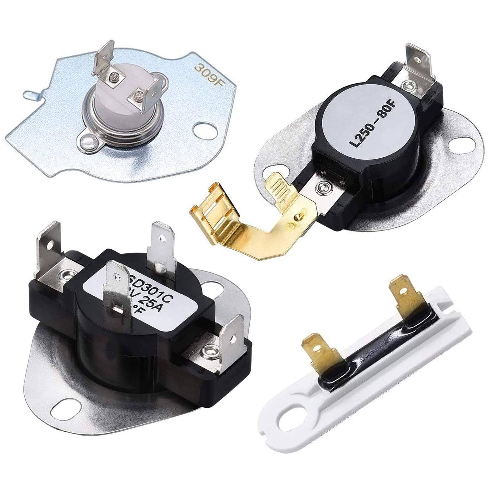 TOMOON Upgraded 3387134 Cycling Thermostat 3977393 & 3392519 Dryer Thermal Fuse 3977767 High Limit Thermostat Replacement Part Kit by Techecook -