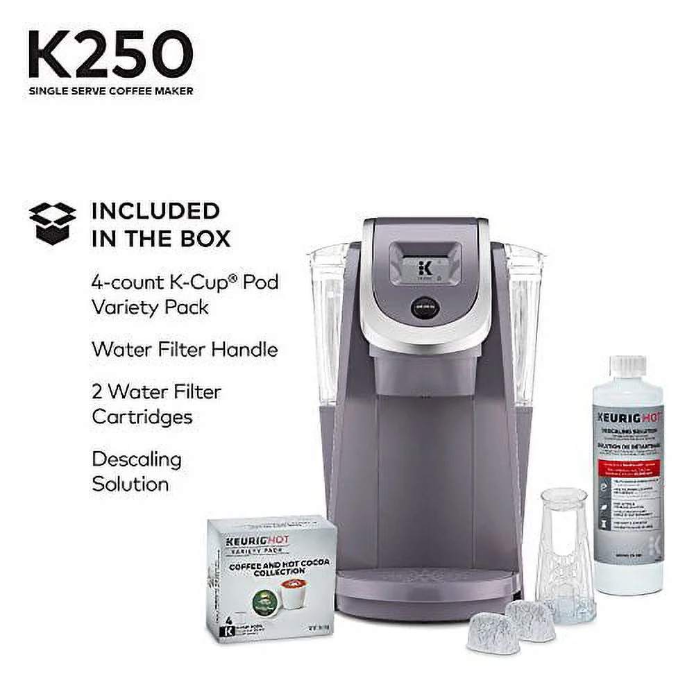 Keurig K250 Coffee Maker, Single Serve K - Cup Pod Coffee Brewer, with Strength Control, Plum Gray