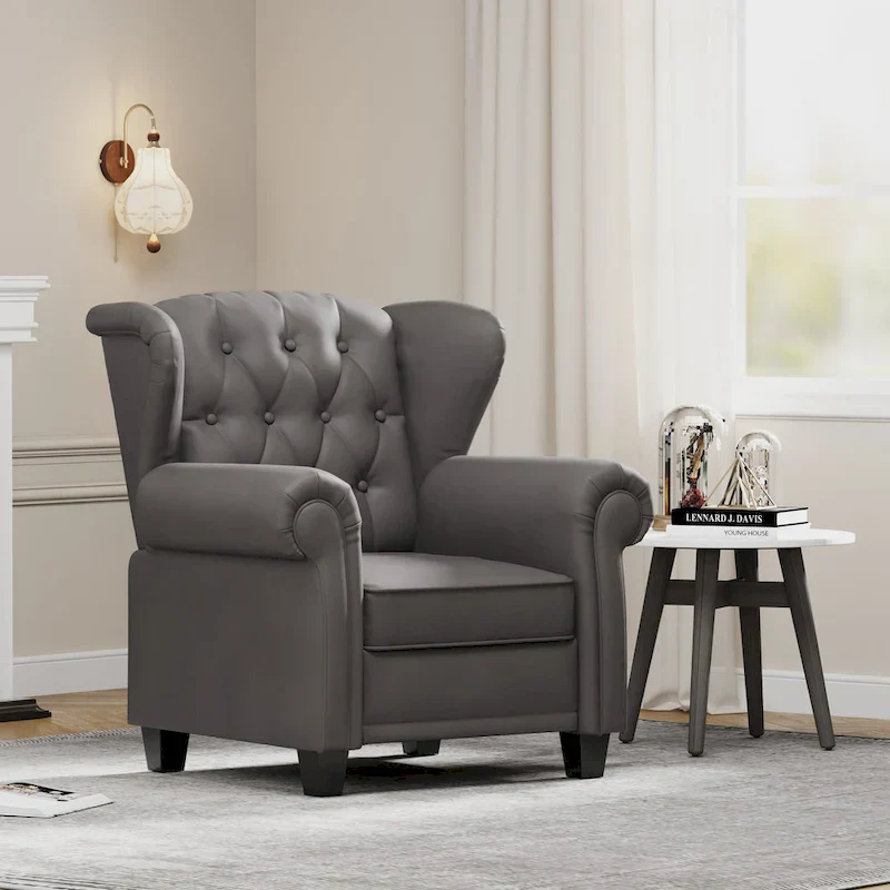 Contemporary Tufted Push-Back Recliner Armchair