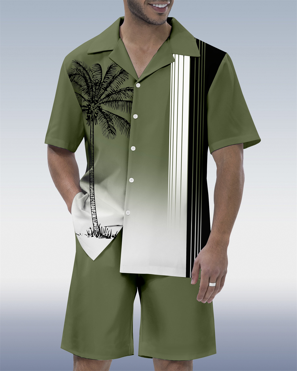 Ensemble chemise à manches courtes et col cubain hawaïen pour homme, style décontracté, idéal pour les vacances