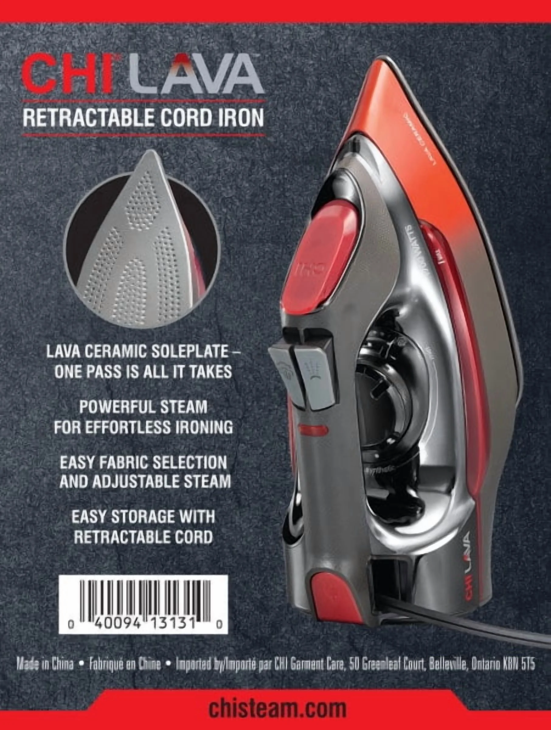 Lava Clothing Iron, Steam Iron for Clothes with Lava Ceramic Soleplate Retractable Cord, Black - Image 9