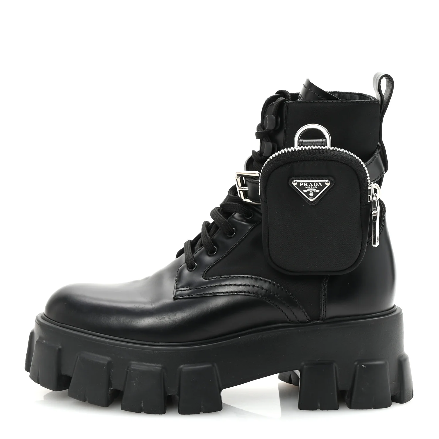 Spazzolato Rois Nylon Metal Triangle Logo Monolith Pouch Pocket 55mm Boots 38 Black