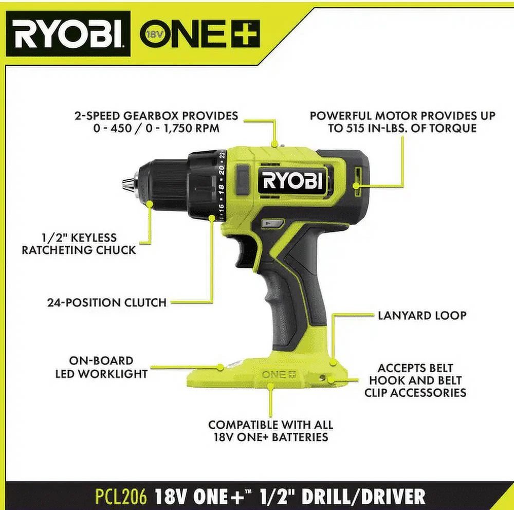 ONE+ 18V Cordless 2-Tool Combo Kit with Drill/Driver, Impact Driver, (2) 1.5 Ah Batteries, and Charger - Image 2