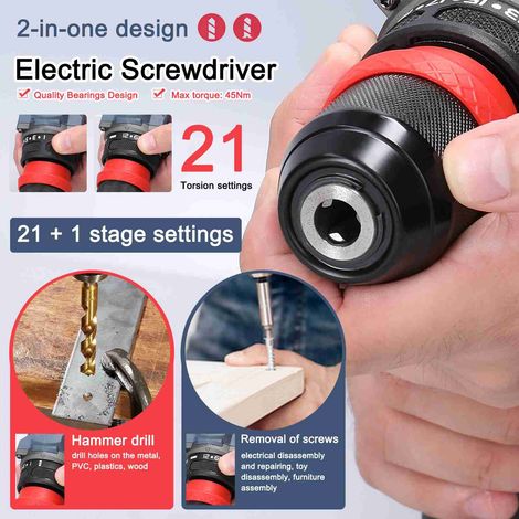Perceuse-visseuse sans fil 16,8V 2-en-1, moteur sans balais, couple 21Nm, pour installation d’appareils électroménagers, de meubles et réparation automobile et électronique — vue 3