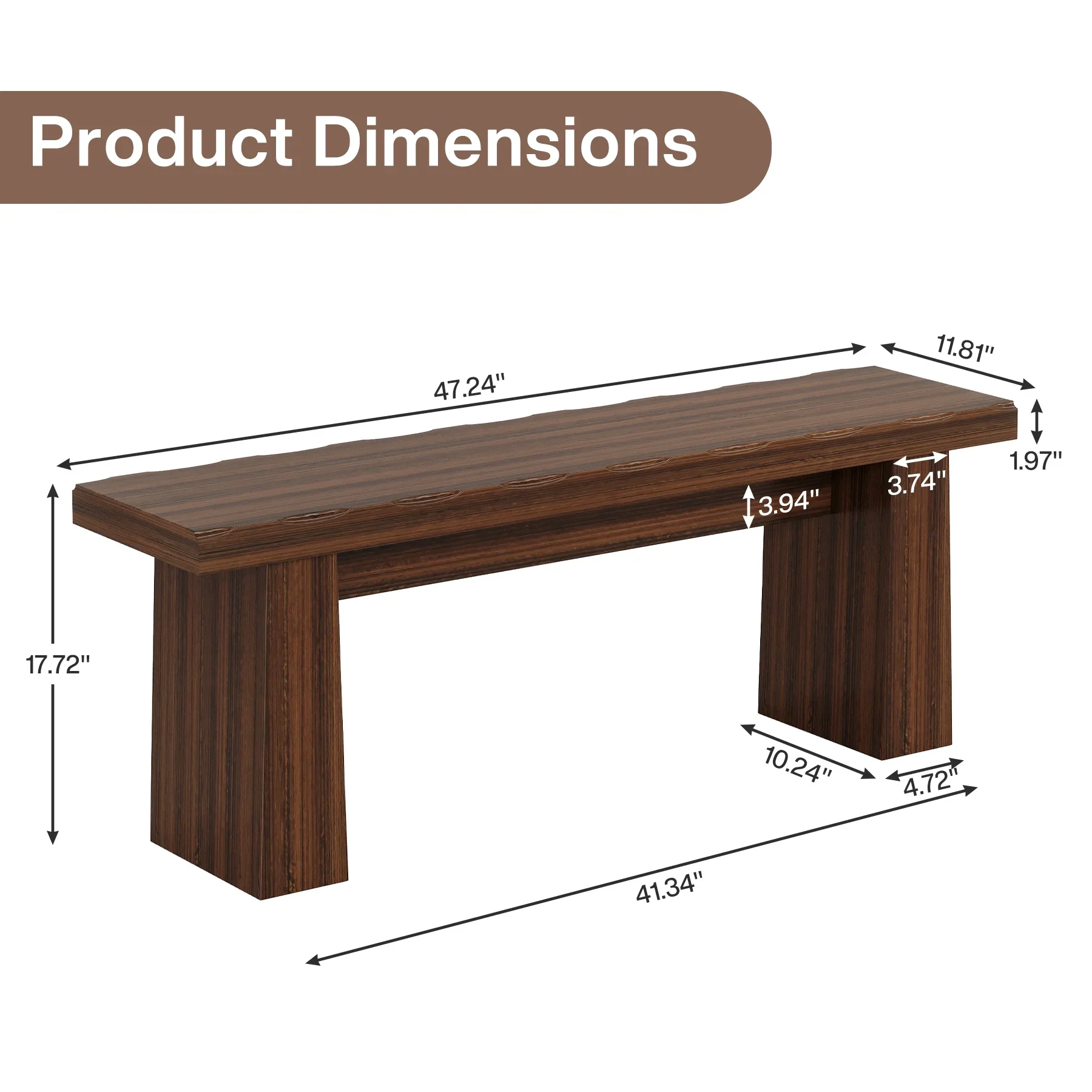 Fnova 48 Wooden Two - Person Backless Entryway Bench with Under - Bench Storage for Outdoor Garden, Living Room, Bedroom, Dining Room, Hallway