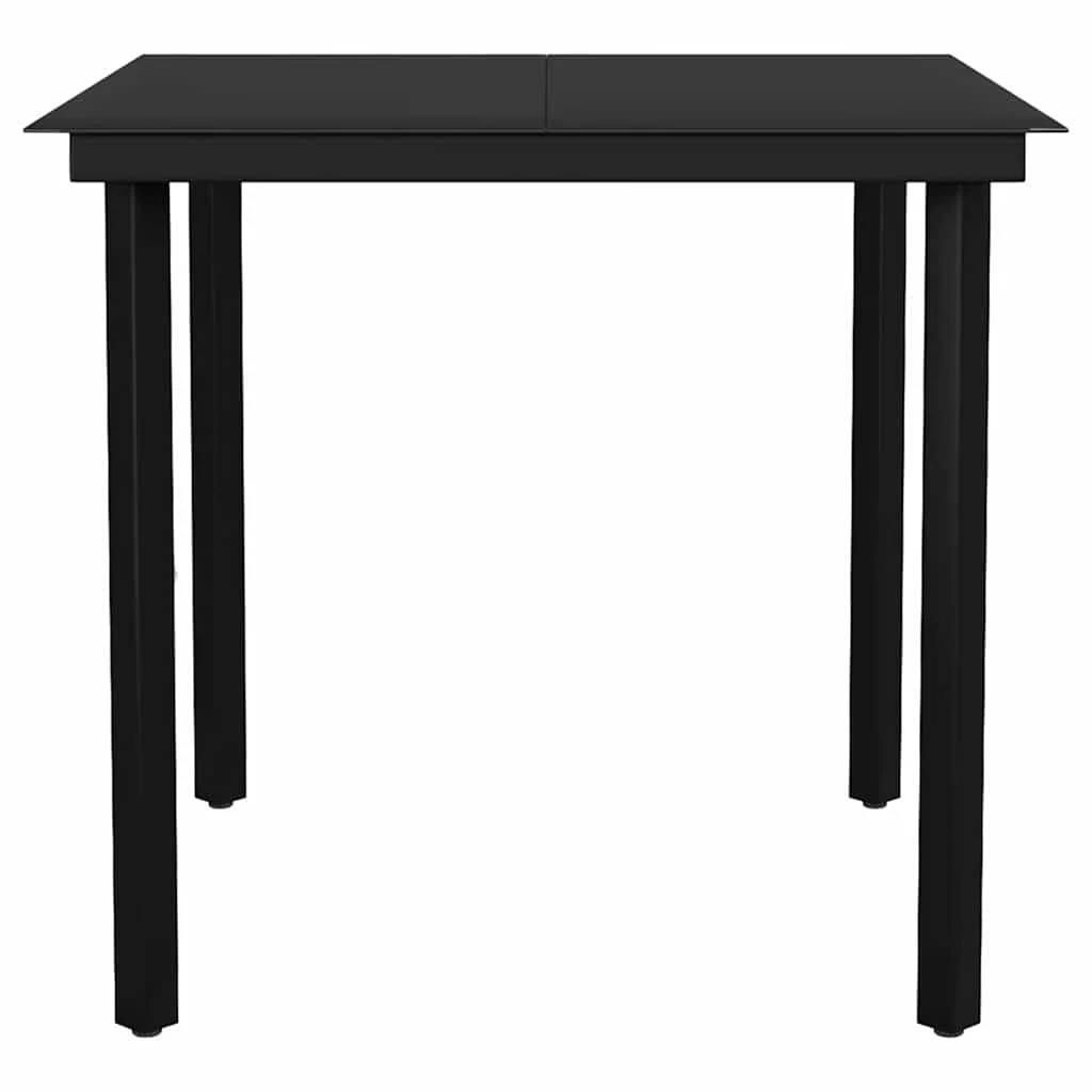 Vidaxl 7 Piece Patio Dining Set with Cushions Black Poly Rattan Glass