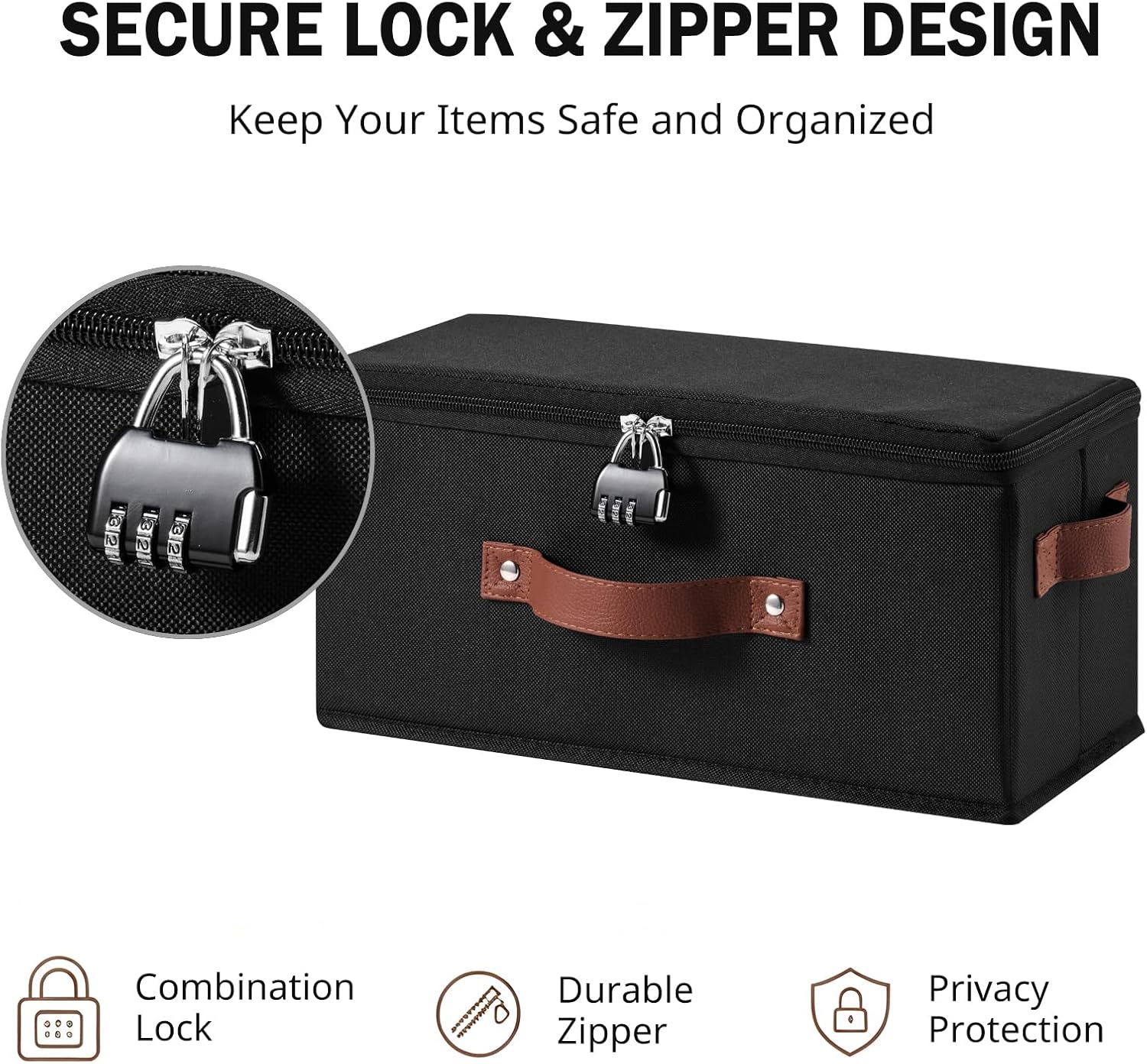 Storage Bins Lockable Under Bed Fabric Boxes with Zippered Lids