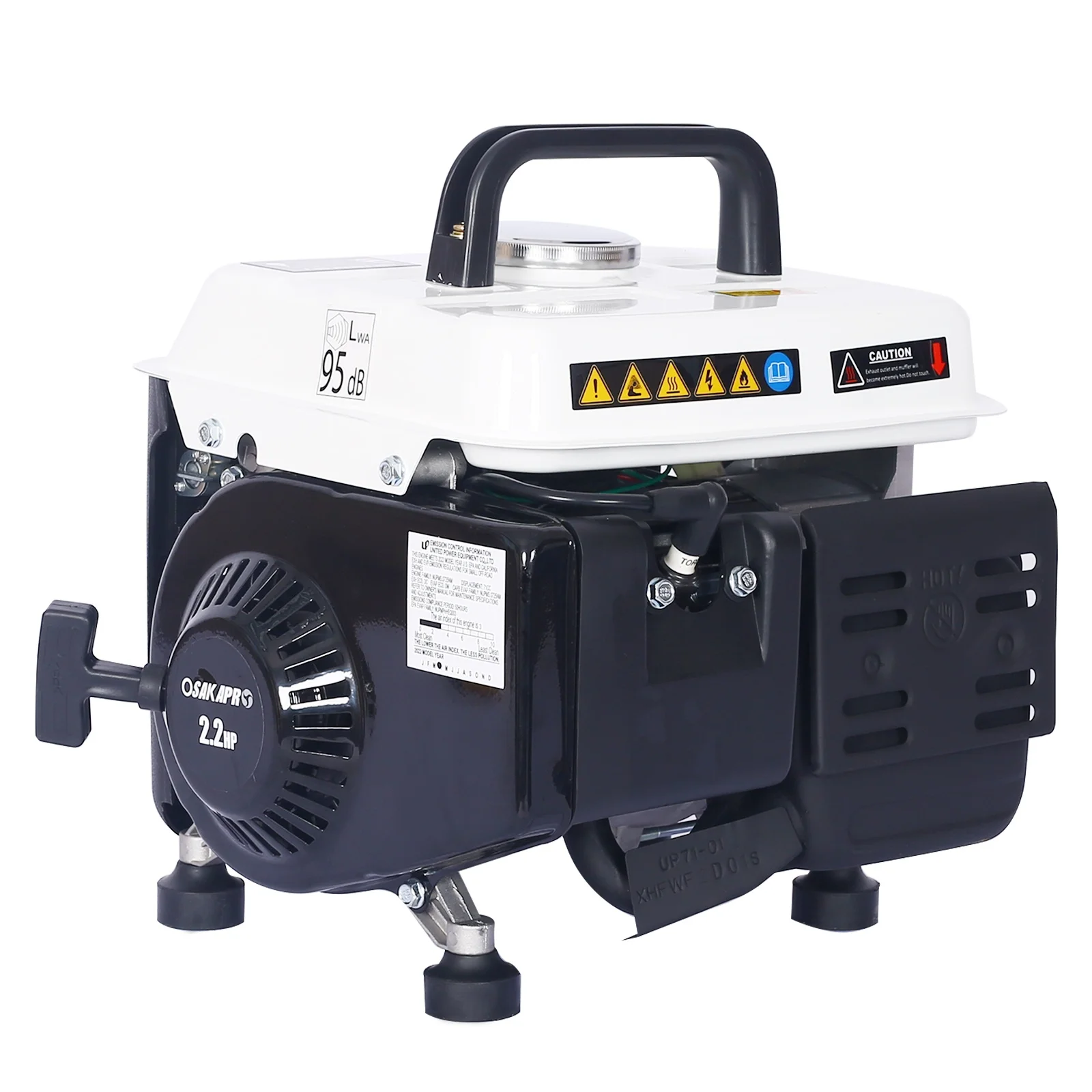 Portable Gas Powered Generator, 900W Peak, 800W Rated, Low Noise, Lightweight, EPA Compliant for Home, Camping, and Outdoor Use(White) Image 5