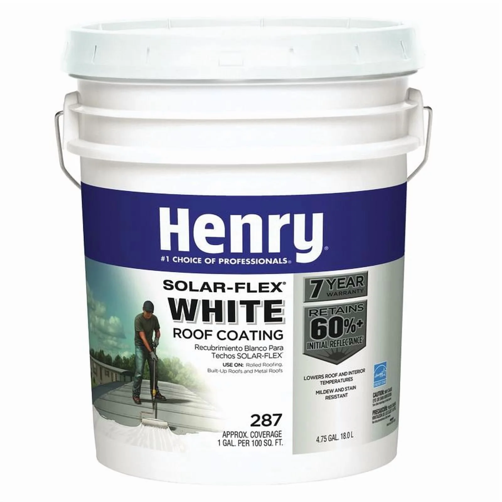 Solar-Flex HE287018, White Elastomeric Roof Coating Roof Coating, 4.75 Gal - Image 2