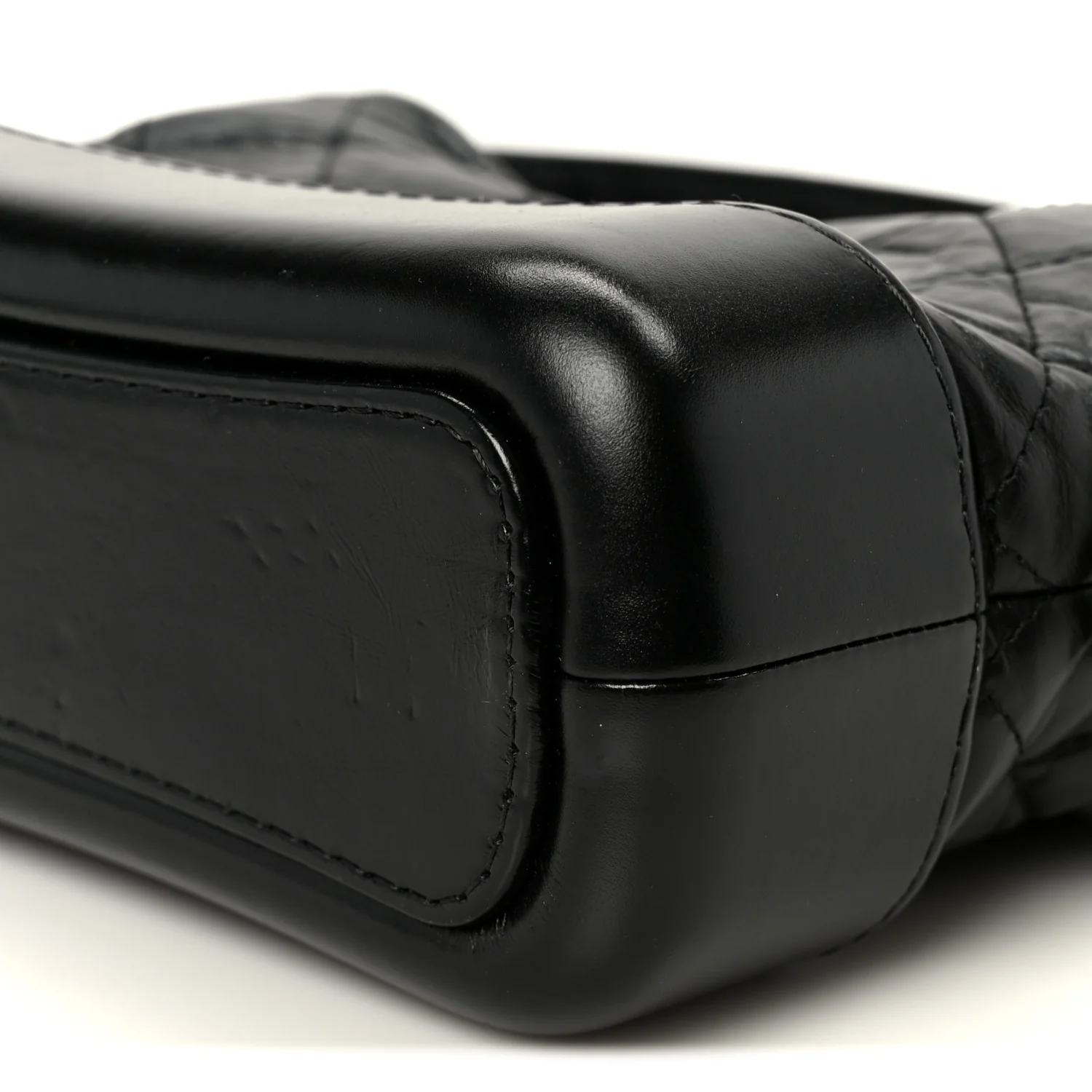 Aged Calfskin Quilted Small Gabrielle Logo Hobo Black