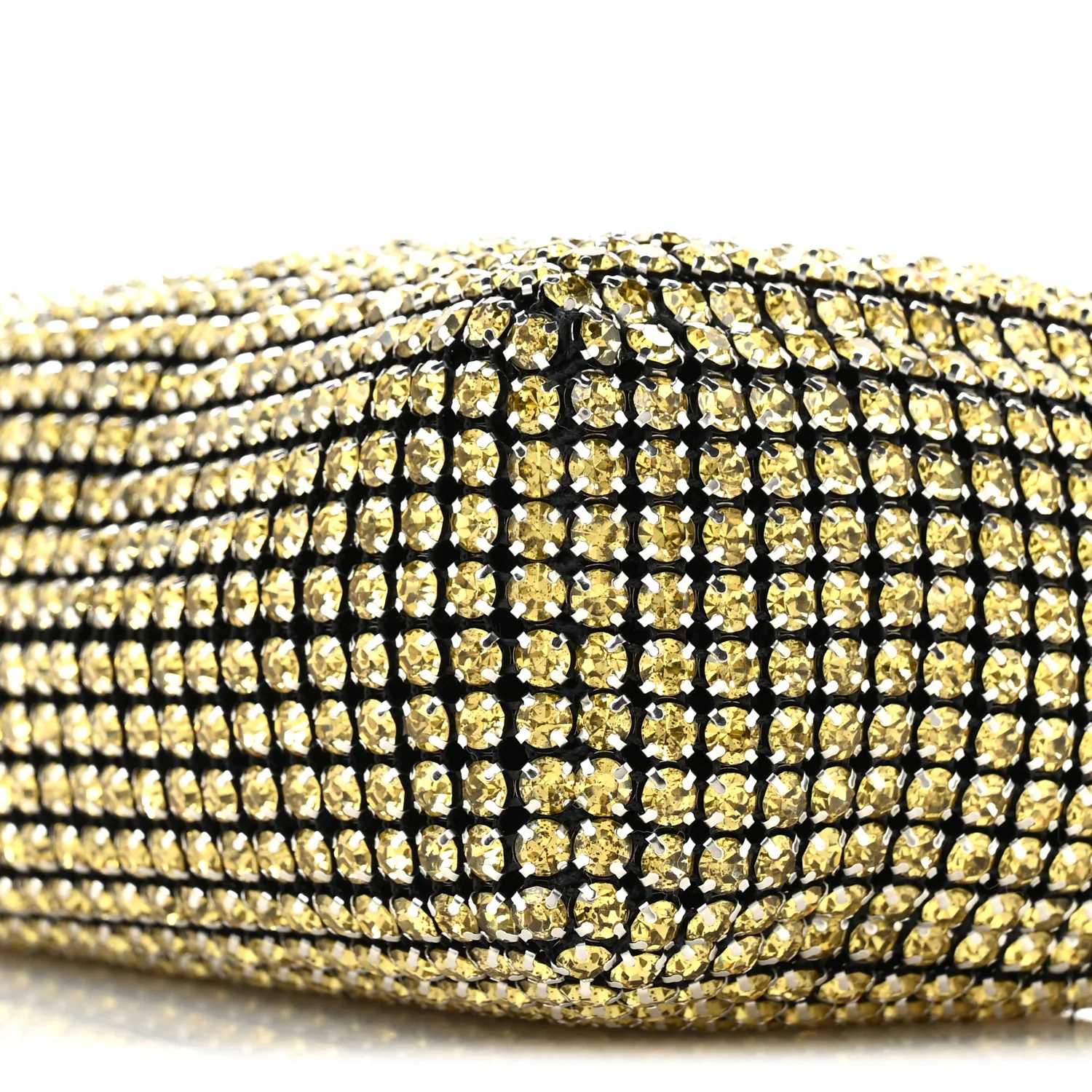Mesh Crystal Rhinestone Mini Heiress Pouch Porcelain