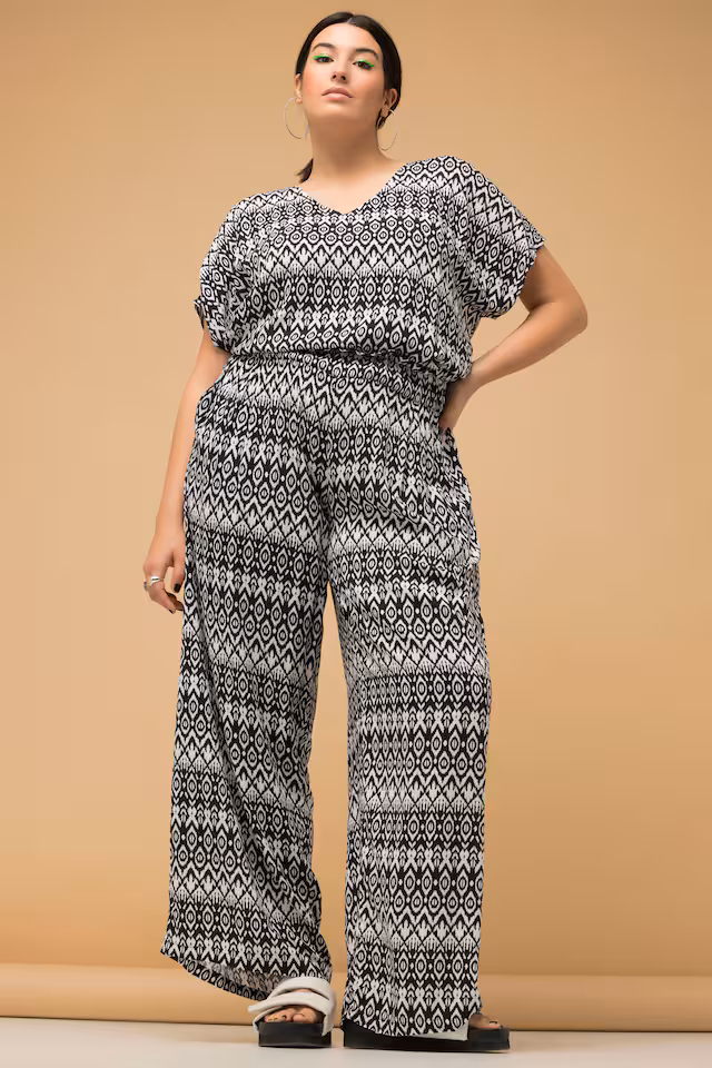 Ikat-Inspired Elastic Waist Pants