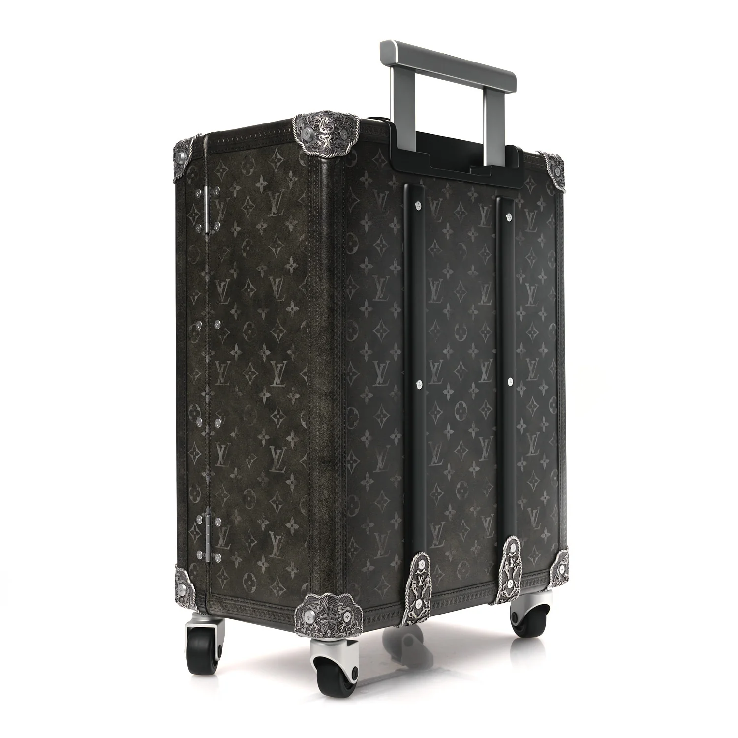 Brushed Monogram Rolling Trunk Black