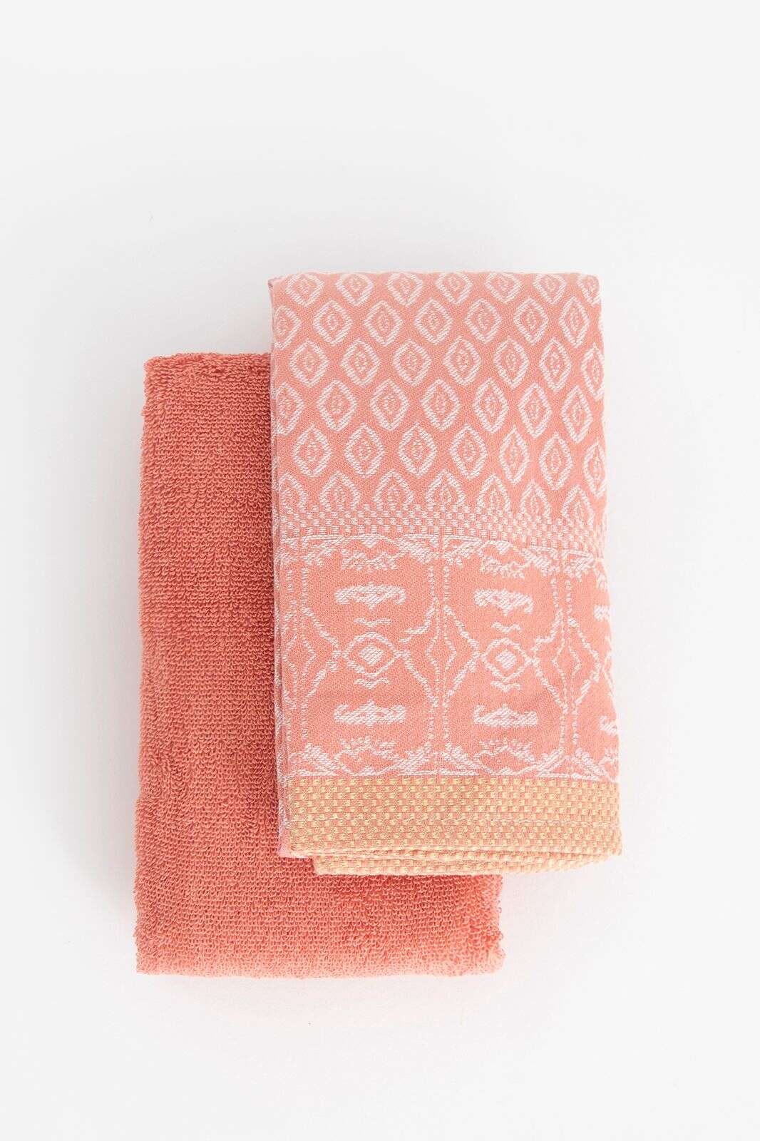 Lichtroze handdoek en theedoek Terry