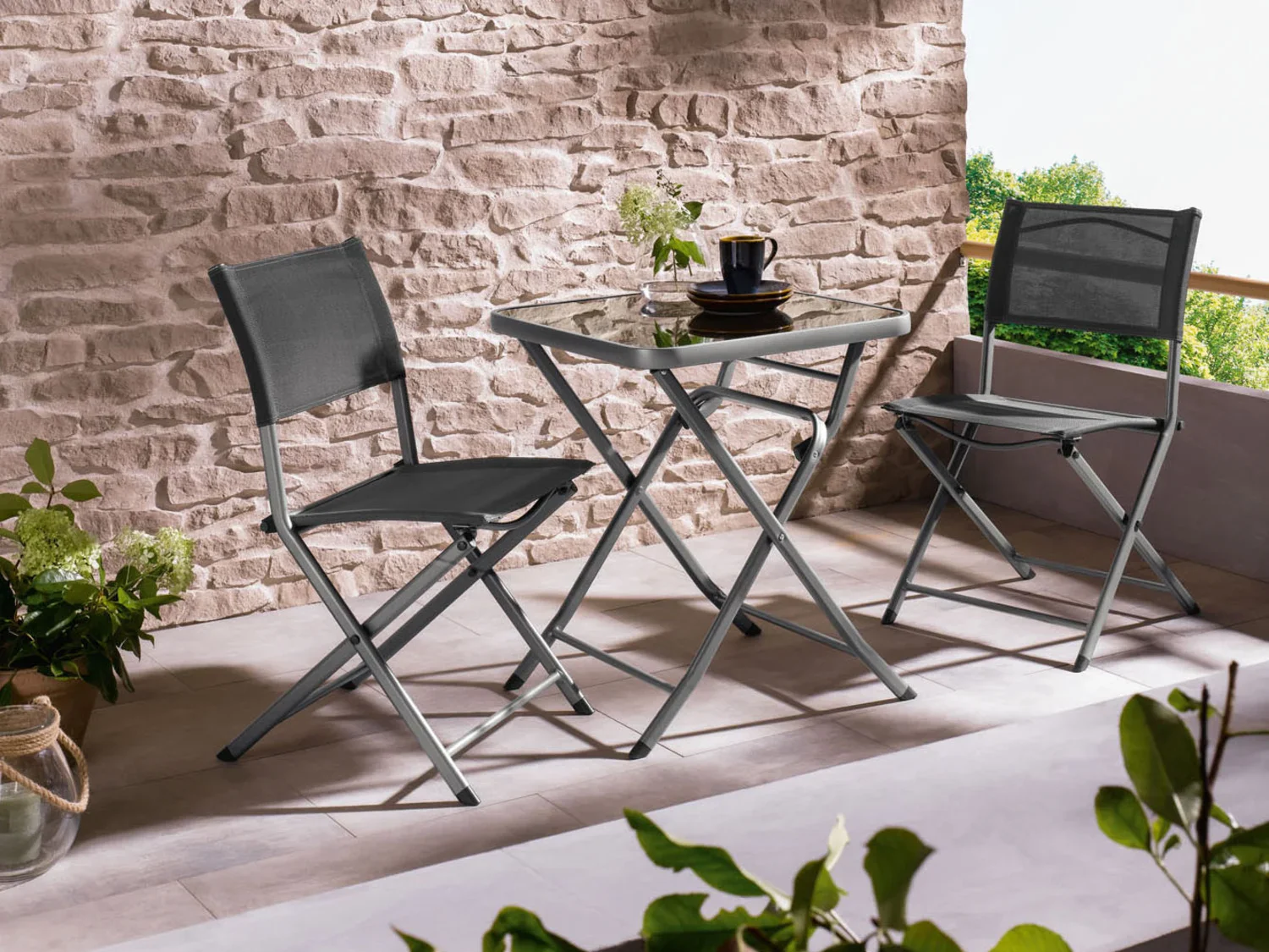 LIVARNO home Salon de balcon Houston, 3 pices, argent/gris