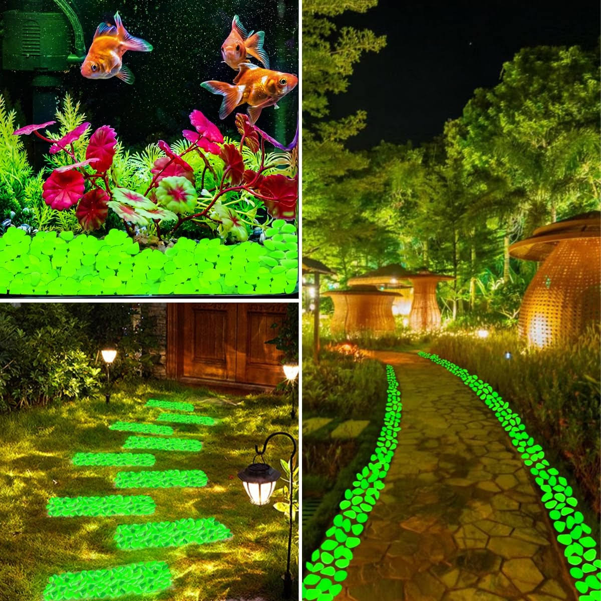 Namtso Glow in The Dark Rocks Outdoor, 200pcs Green Glow Rocks for Outdoor Decor, Glow in The Dark Pebbles, Glowing Rocks for Garden, Walkway,