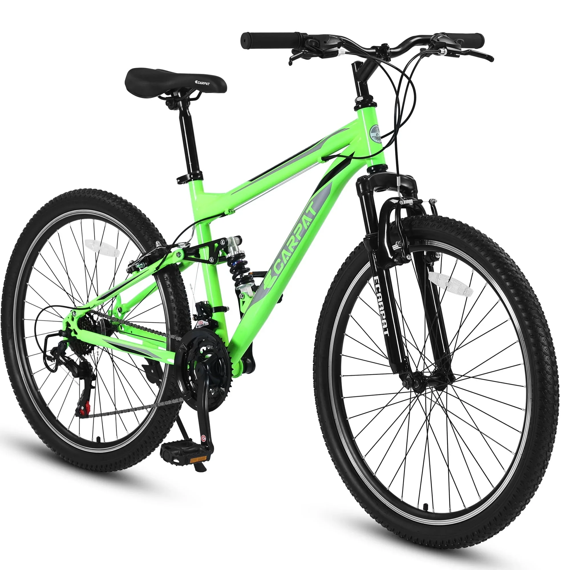 Full Suspension Mens Mountain Bike, 26 inch Bike for Men Women, Green