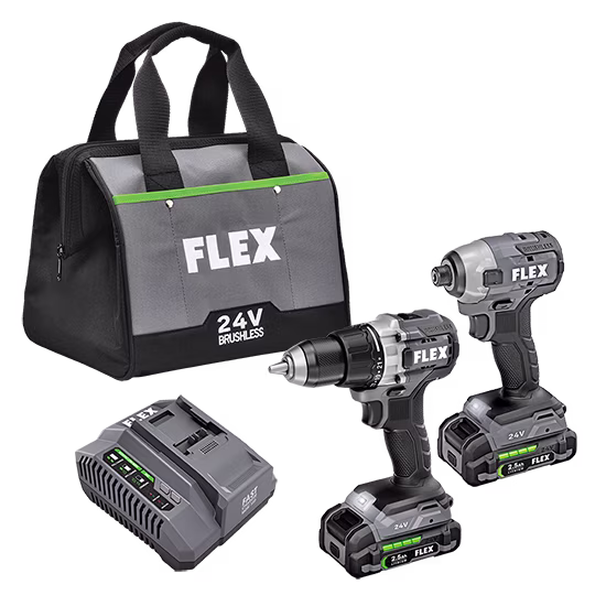 FXM201-2A 24V BRUSHLESS CORDLESS 2 TOOL COMBO KIT 1/2" 2 SPEED DRILL DRIVER 1/4" HEX IMPACT DRIVER W/ 2 2.5H LITHIUM BATTERY + CHARGER