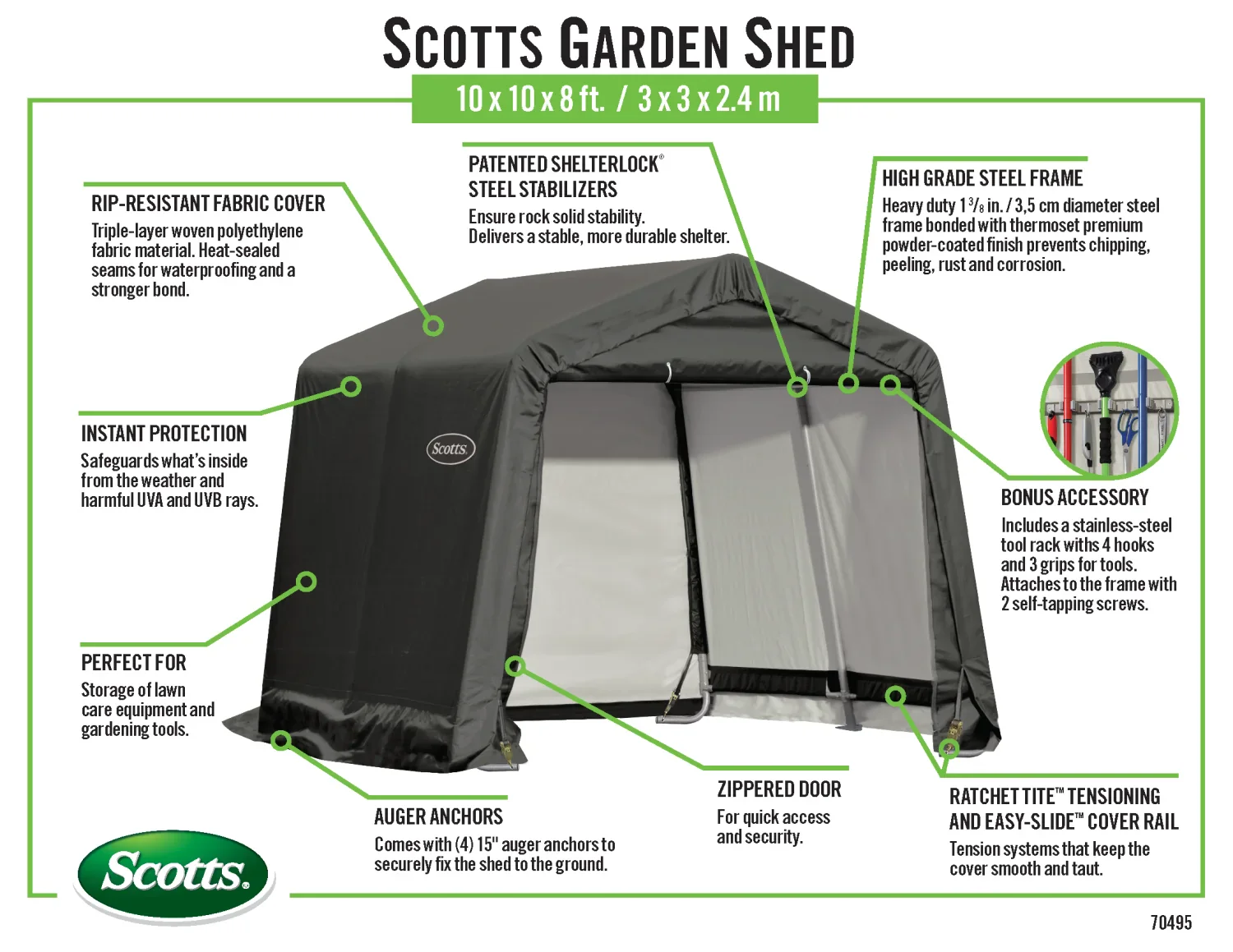 Scotts Garden Shed 4 X 4 X 6�� Green Peak