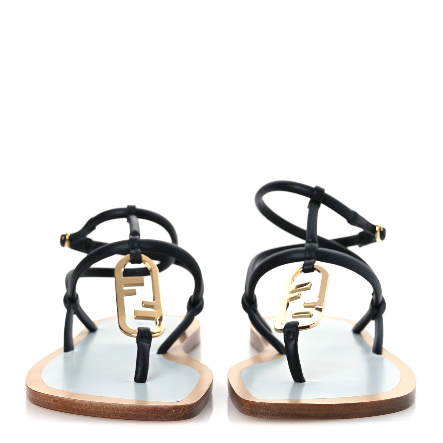 Nappa O'Lock Flat Thong Sandals 37 Black