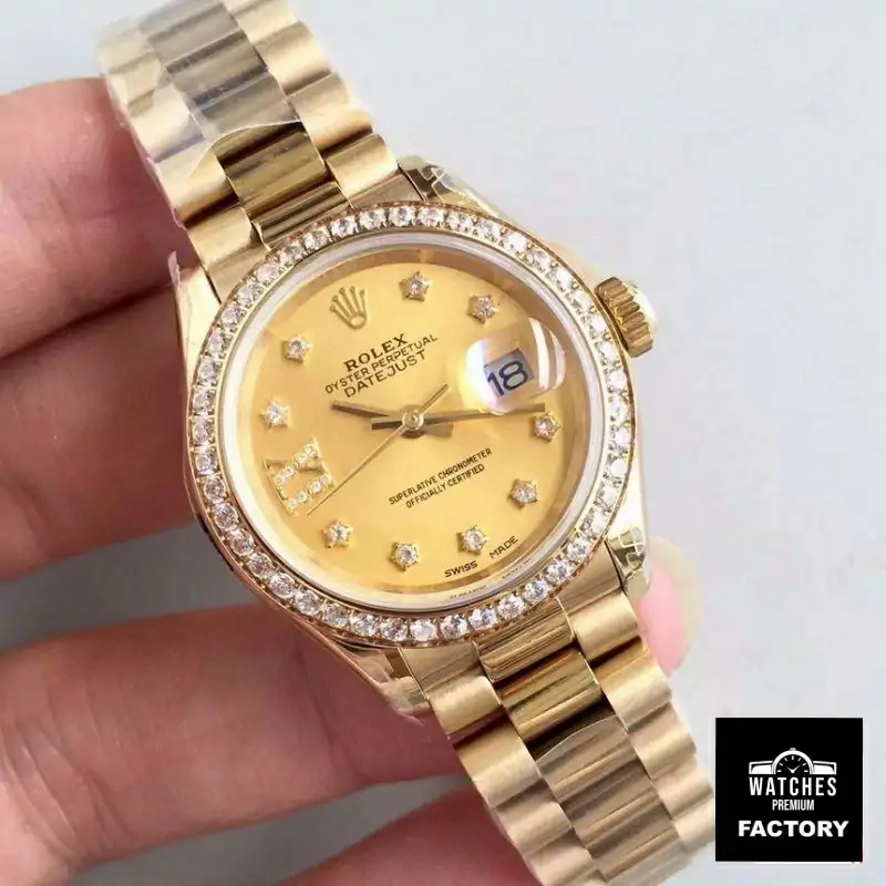 Rolex Lady Datejust 279138RBR 28MM Yellow Gold Champagne Dial