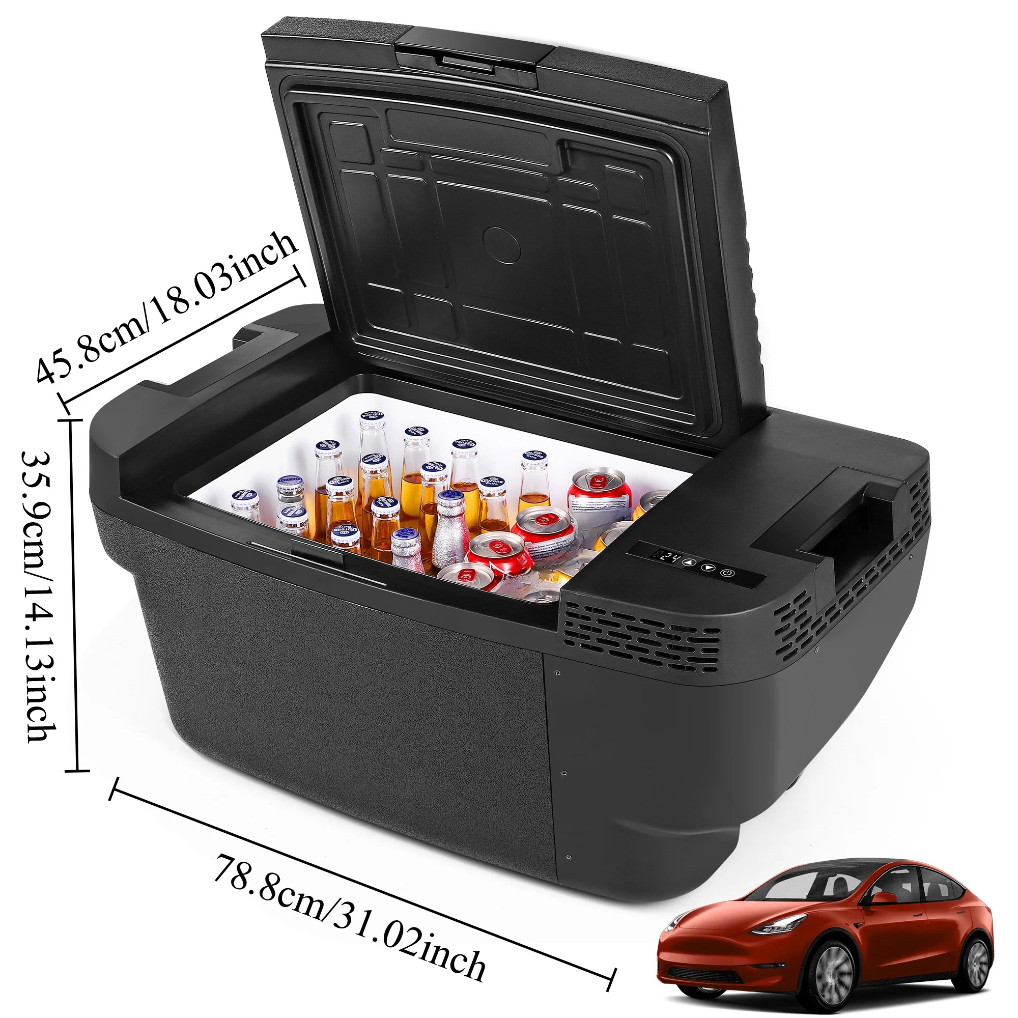 Car Refrigerator for Tesla Model Y 2019-2024 , 37QT(35L) -4�H~68�H Car Fridge 12V Refrigerator , APP Control, Trunk Portable Freezer for Camping Tailgating Road Trip - Image 8