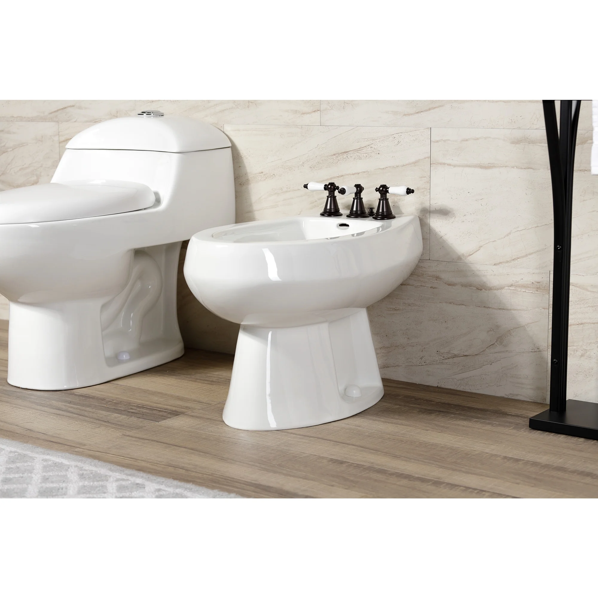 Kingston Brass KB320PL Victorian Three-Handle Bidet Faucet, Matte Black