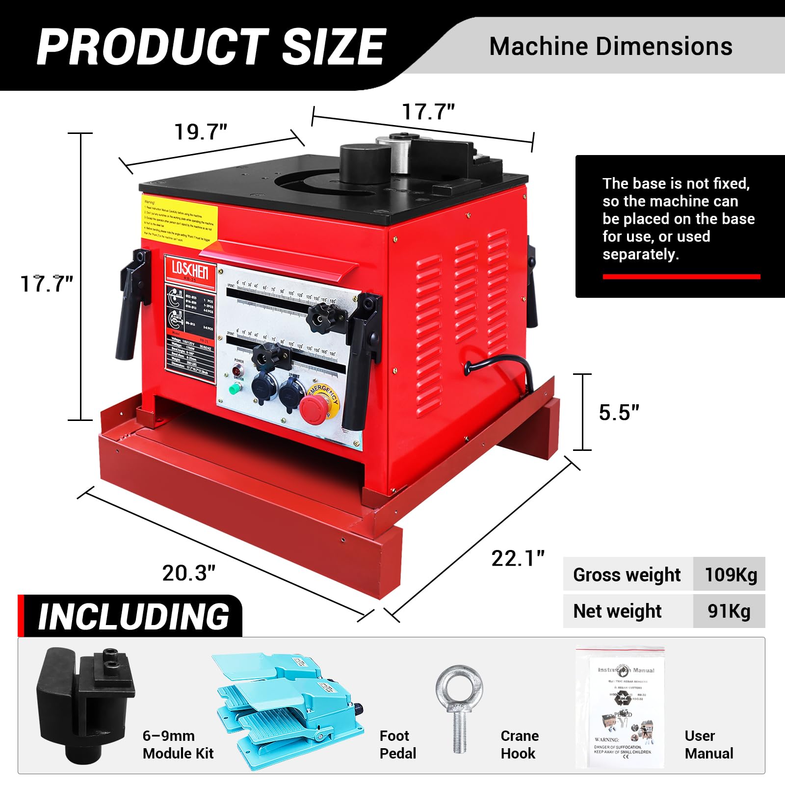 Electric Hydraulic Rebar Bender,Bending Angle 0-180 Degrees,Bending up to 1 Inch #8 6-25mm Rebar,with Foot Pedal,Bending Rebar, Steel Bar, Steel Rod,1700W Desktop Electric Rebar Bender