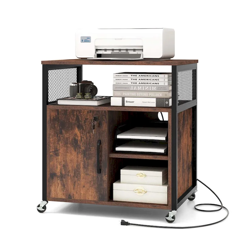 Costway Mobile File Cabinet with Charging Station & Cable - Learn More