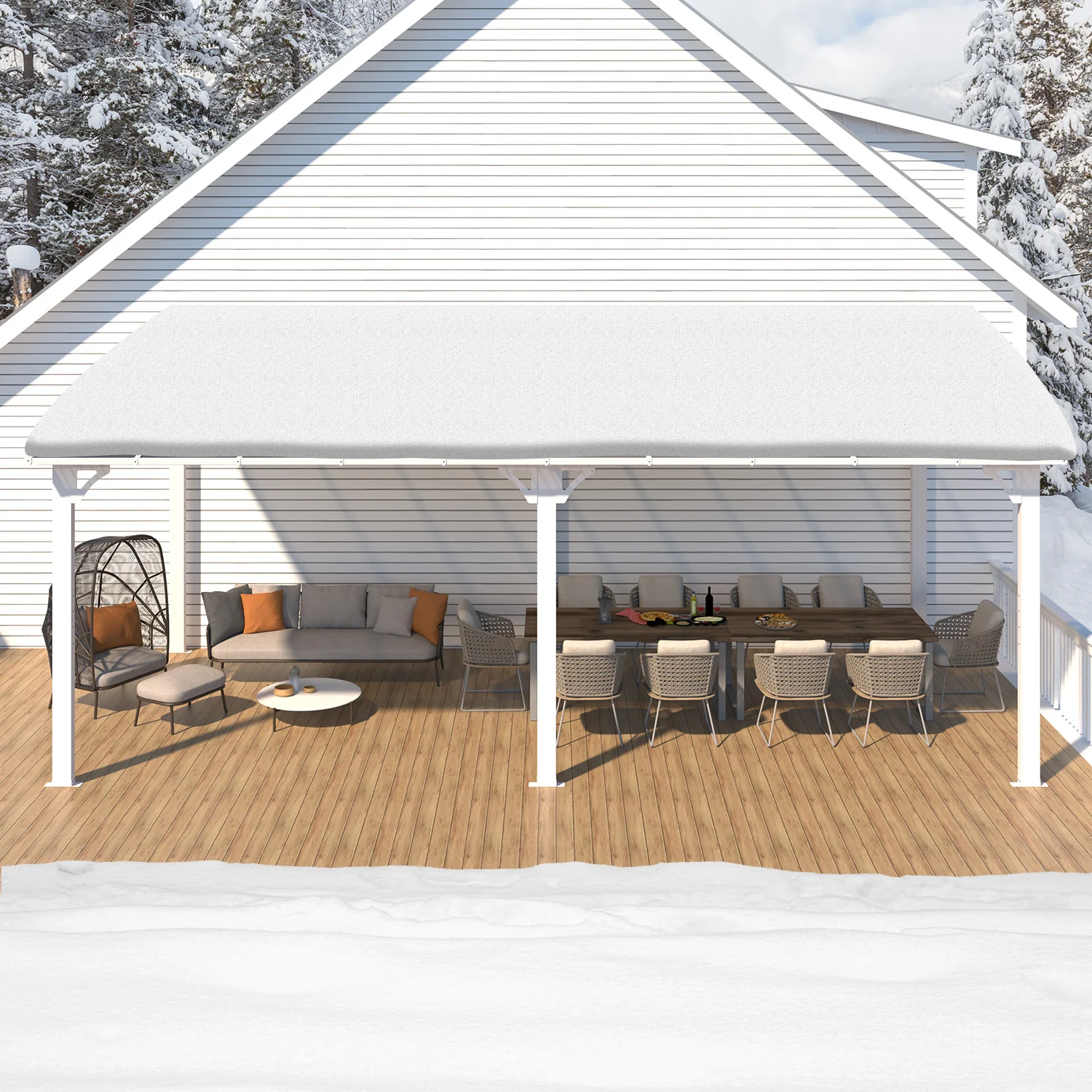 AECOJOY 20'x10' Wall Mounted Gazebos Pergola, White