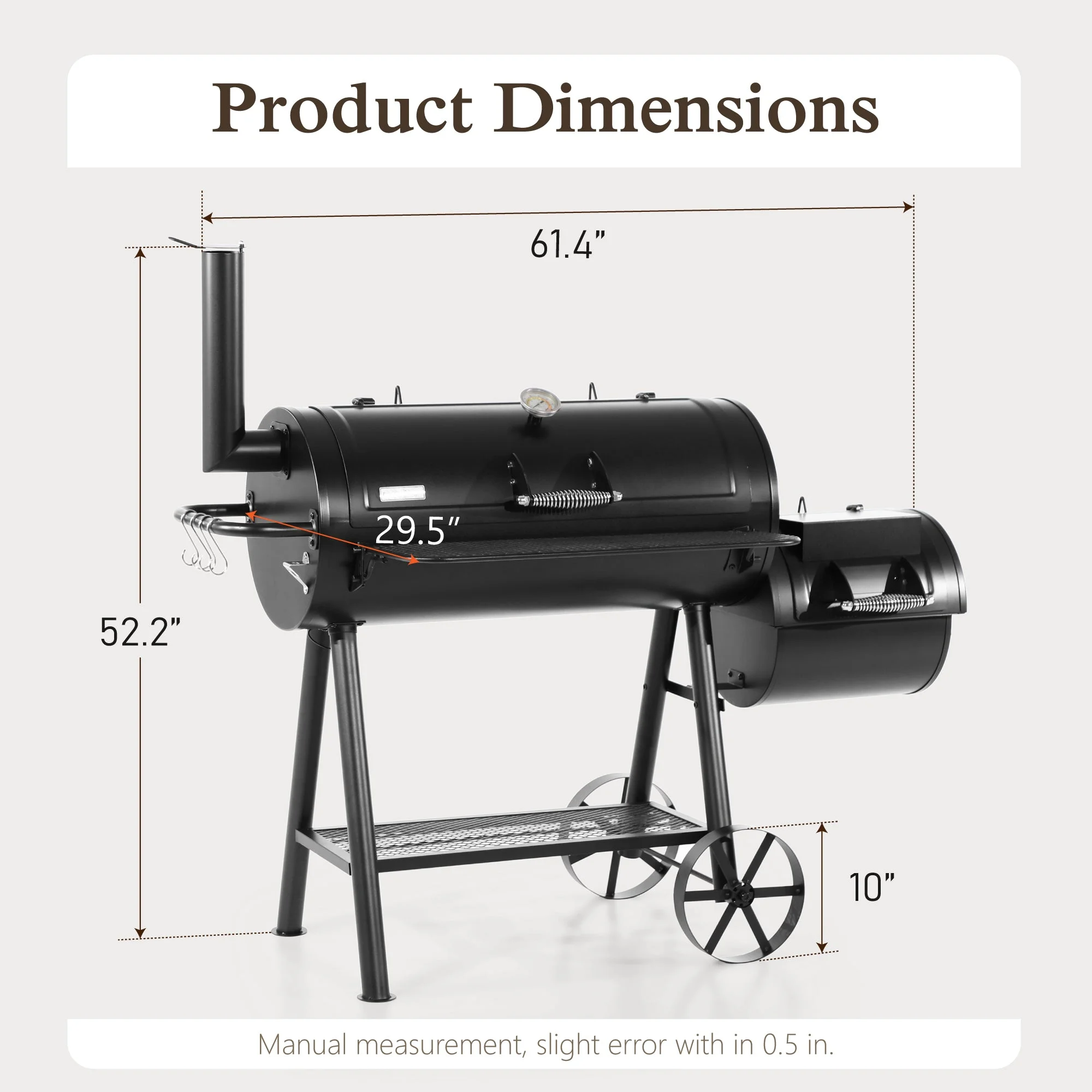 Heavy Duty BBQ Charcoal Grill with Offset Smoker Overlarge 941 sq.in. Cooking Area - Image 9