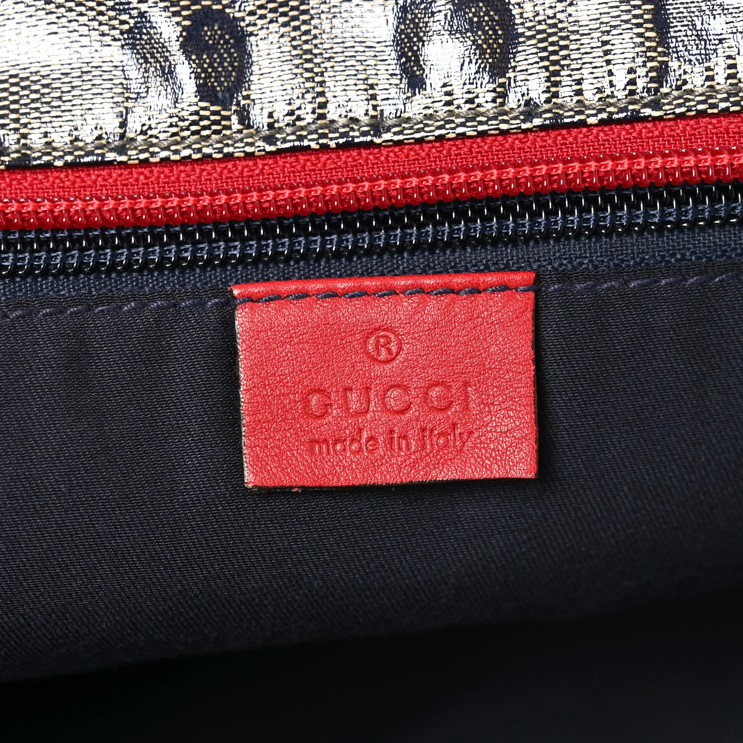 Crystal Monogram Large Web Handle Bucket Tote Red