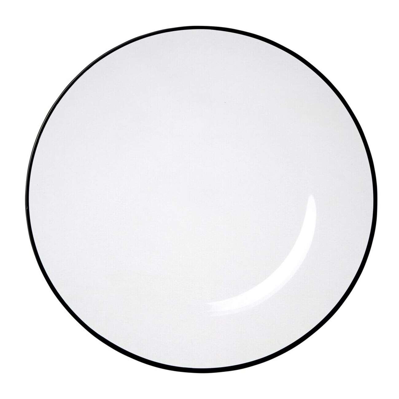 Assiette plate ronde liseré noir verre transparent Ø26cm